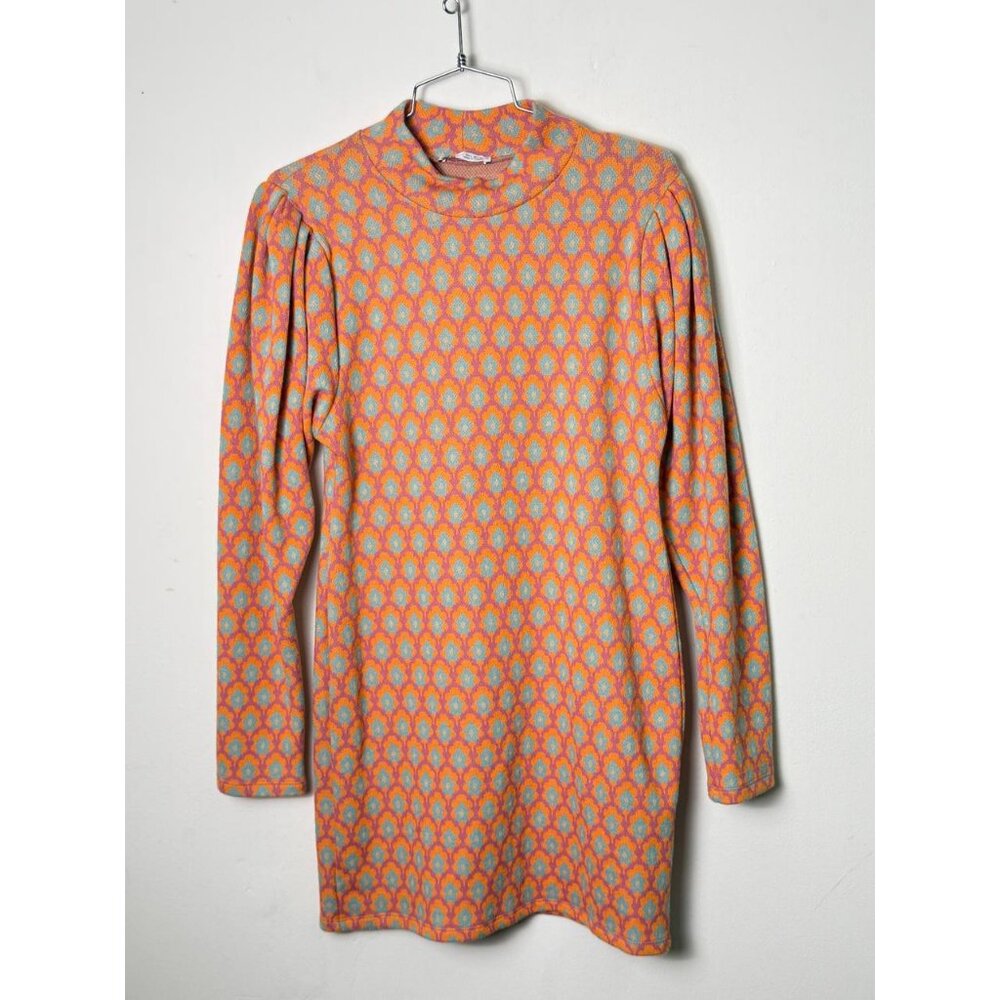 Neck Puff Sleeve Geometric